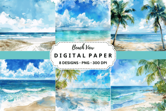 Beach View Watercolor Backgrounds: A Designer's Coastal Escape