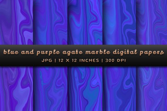Blue and Purple Agate Marble Backgrounds for Modern Design