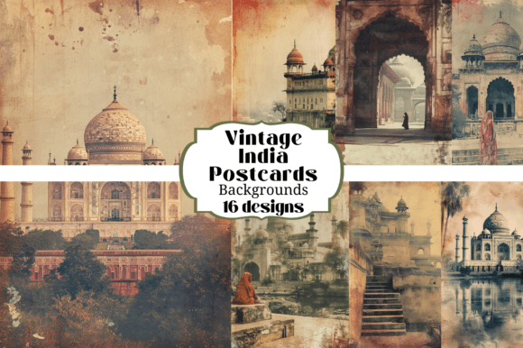 Bring Heritage to Your Projects with 16 Vintage India Postcard Backgrounds