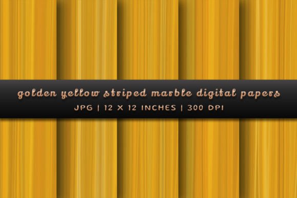 Golden Yellow Striped Marble Digital Papers for Your Projects