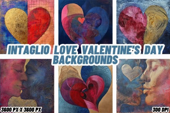 Intaglio Love: Elegant Valentine's Day Backgrounds