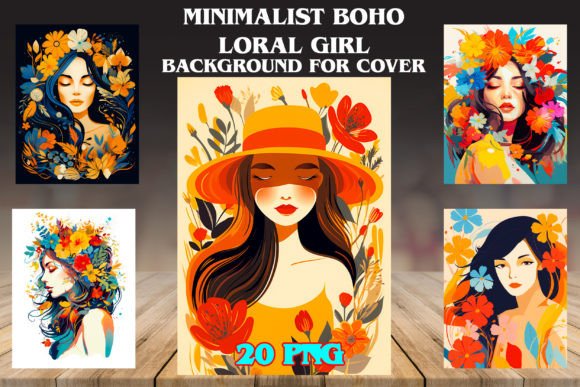 Minimalist Boho Floral Girl Backgrounds for Calm Design
