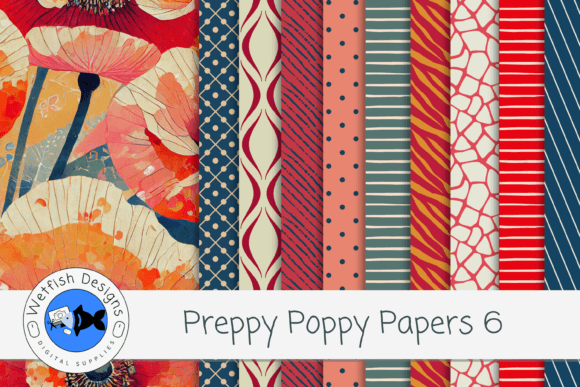 Preppy Poppy Digital Paper Backgrounds 6: A Fresh Take on Classic Design