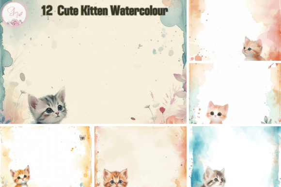 Soft, Artistic Appeal of Cute Kitten Watercolour Backgrounds