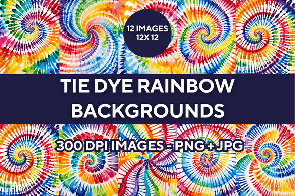 Tie Dye Rainbow Watercolor Backgrounds: A Vibrant Digital Asset