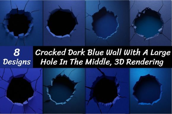 Transform Your Projects with Cracked Dark Blue Wall Backgrounds 3D