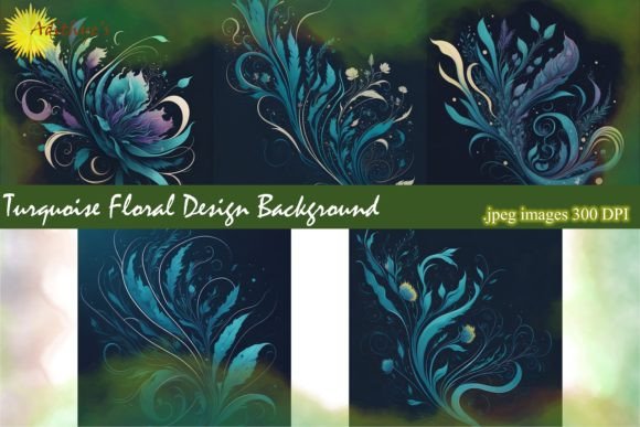 Turquoise Floral Design Backgrounds for Creative Projects