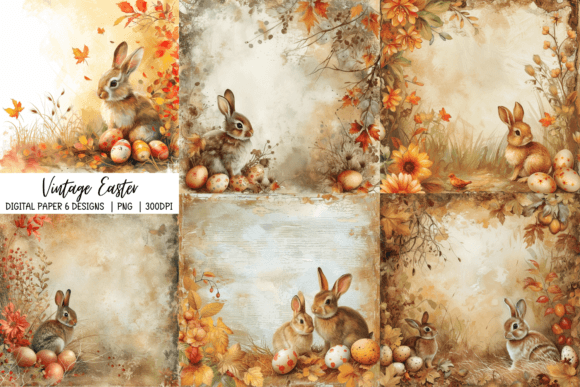 Vintage Easter Backgrounds: Bunny PNGs for Designers