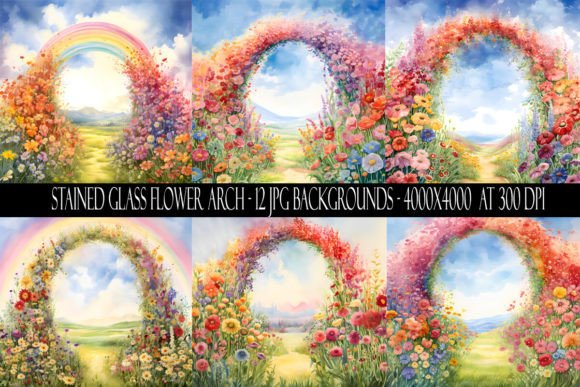 Watercolor Flower Arch Backgrounds for Modern Design