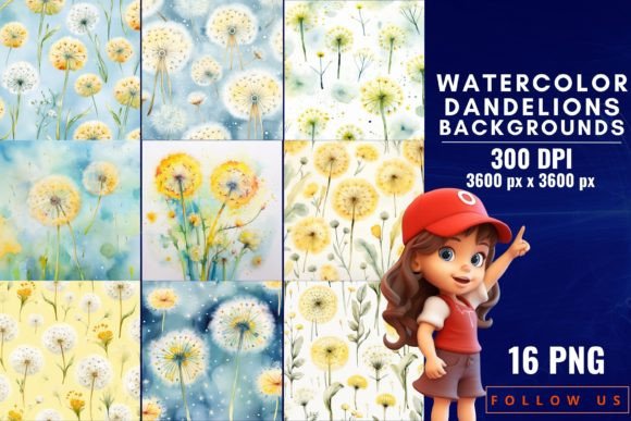 Whimsical Wishes: Elevating Projects with Watercolor Dandelions Backgrounds
